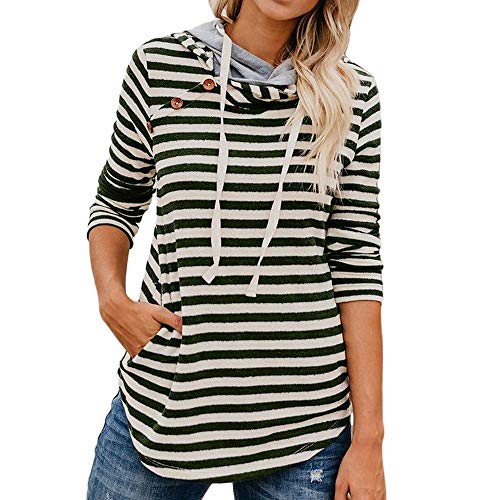 DEELIN Sudaderas De Manga Larga De La Mujer, OtoñO Y El Invierno Popular BotóN Rayas Casual De Manga Larga Sudadera con Capucha DEELIN Sudaderas De Manga Larga De La Mujer, OtoñO Y El Invierno Popular BotóN Rayas Casual De Manga Larga Sudadera con Capucha