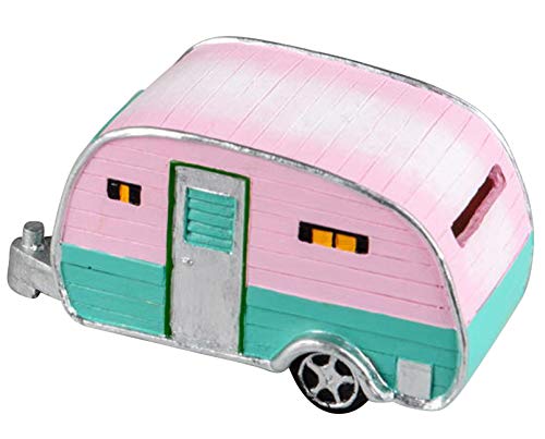 dekojohnson Moderna hucha con forma de caravana divertida, retro, colgante de vivienda vintage, 13 cm, piedra sintética