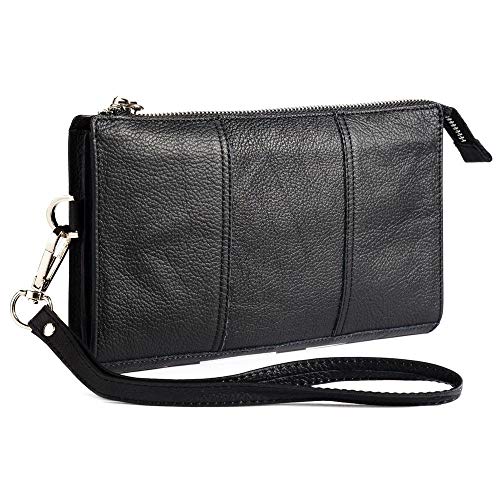 DFV mobile - Genuine Leather Case Handbag for BLUBOO Picasso 4G - Black