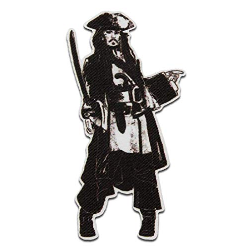 Disney © Piratas del Caribe Pirates of the Caribbean Captain Jack Sparrow - Parches termoadhesivos bordados aplique para ropa, tamaño: 8,2 x 4,1 cm