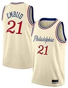 Dll Camiseta de Baloncesto de los Hombres - NBA Philadelphia 76ers # 21 Joel Embiid, Baloncesto Swingman Jersey de Deporte, Unisex Camiseta sin Mangas (Color : White-4, Size : L)