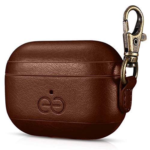 dreem Om AirPods Pro Case Cover, Vegan Leather Accessories Compatible with Apple AirPods Pro Bluetooth Wireless Ear-Buds Headphones for iPhone [with Clip] - Coffee