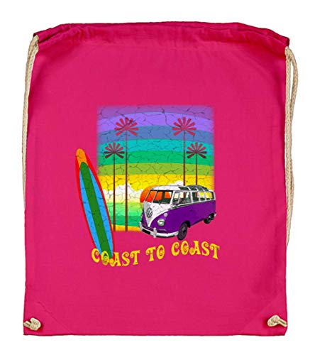 Druckerlebnis24 - Bolsa de deporte para caravana, surf, coche, playa, bolsa de tela de algodón orgánico, color rosa, tamaño talla única