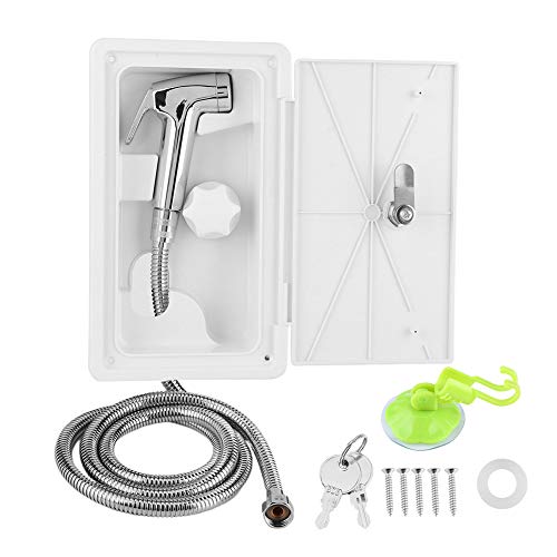 EBTOOLS Ducha para Caravana, Caja de Ducha Exterior, Interruptor de frío Caliente, Cabezal de Ducha para Caravana con 2 Llaves, Kit para Barcos Marinos, Accesorios para autocaravanas, Caravana