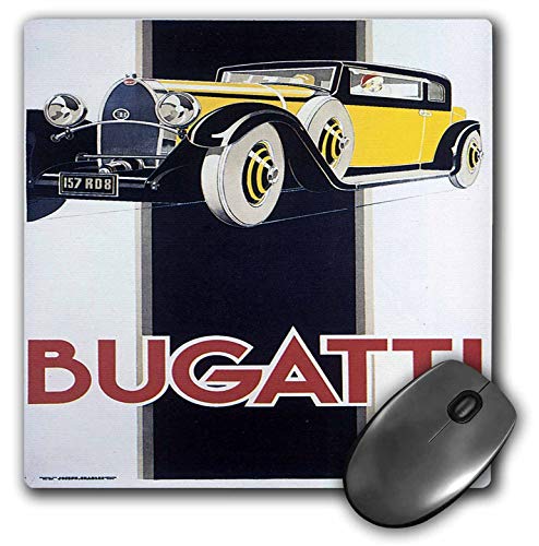 FETEAM Alfombrilla de ratón con Cartel publicitario de automóviles Bugatti Vintage