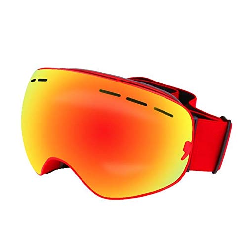 FGGTMO Gafas de esquí, Doble Anti-Niebla y Nieve Glasses Miopía Espejo Anti-Nieve Ciegos Nieve Gafas de esquí Gafas, Compatible con Casco (Color : Red)