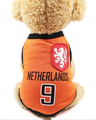 FishBabe Camiseta de la Copa del Mundo de Perros Mascotas Fútbol Jersey Deportes Equipo Nacional Chaleco Gato Verano Ropa Fresca Holanda XL