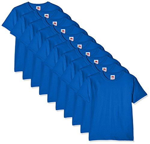 Fruit of the Loom Kids 10 Pack T-Shirt Camiseta, Azul (Royal Blue), 9-11 Años (Pack de 10) para Niños
