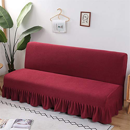 Fundas de sofá para cama de 3 plazas, sin brazos, funda de sofá plegable, funda de futón de poliéster (rojo, XL (180-200 cm)