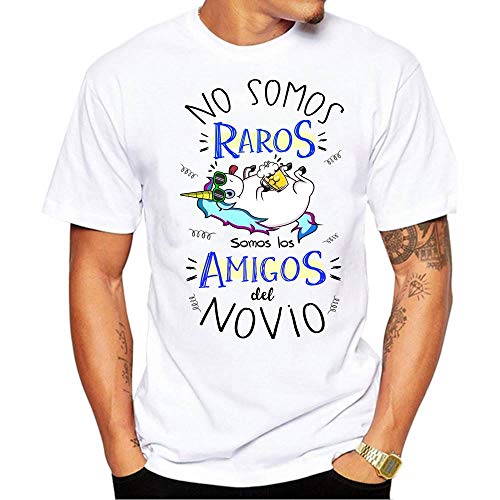 FUNNY CUP Camiseta No Somos raros Somos los Amigos del Novio. Divertida para Despedidas de Soltero (L)