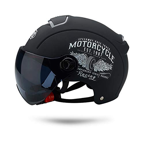 Galatée Cascos de Motocicleta Para Hombres y Mujeres, Ciclomotor Cascos Con Visera Reflectante.El cabezal anticolisión protege la seguridad vial de los usuarios(Negro mate)