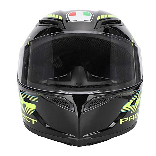 Gorgeri Universal Full Face Helmet Hombres Mujeres ABS Motocicleta Motocross Head Guard Accesorios de Seguridad(Negro + Verde)