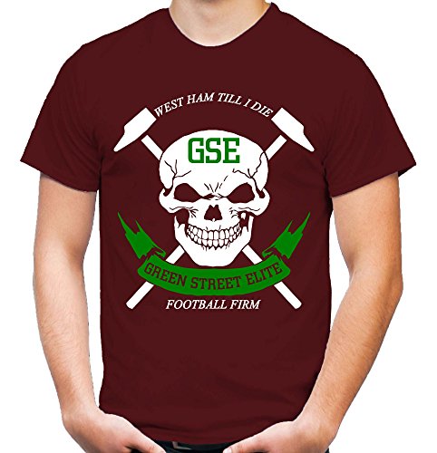 Green Street Elite - Camiseta para hombre y hombre | GSE West Fútbol Ultras Hooligan Ham burdeos XL