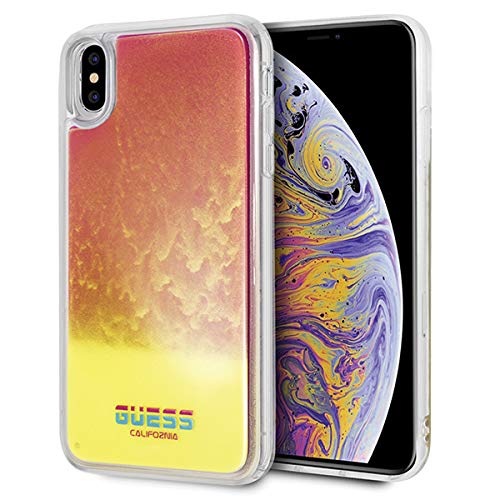 Guess Funda para iPhone XS MAX Rosa GUHCI65GLCPI Hard Case California Glow in The Dark