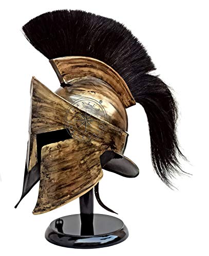 Hanzla Collection Casco de latón con acabado antiguo de armadura medieval King Leonidas Greek SPARTAN 300