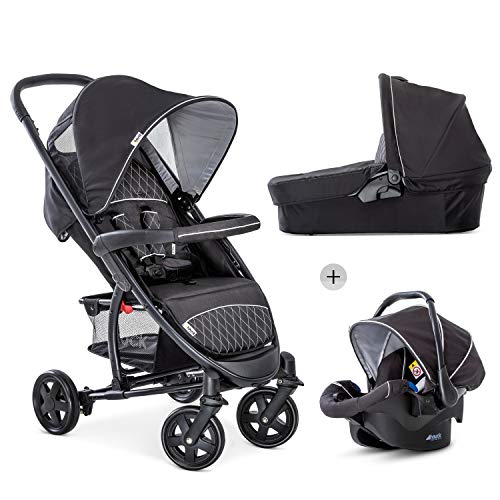 Hauck Malibu 4 Trio Set 3 en 1 - Sistema de viaje funcional y ligero, Grupo 0, capazo con colchoncito, silla deportiva con varias posiciones, plegado compacto, diseño y textil de rombos, negro Hauck Malibu 4 Trio Set 3 en 1 - Sistema de viaje funcional y ligero, Grupo 0, capazo con colchoncito, silla deportiva con varias posiciones, plegado compacto, diseño y textil de rombos, negro