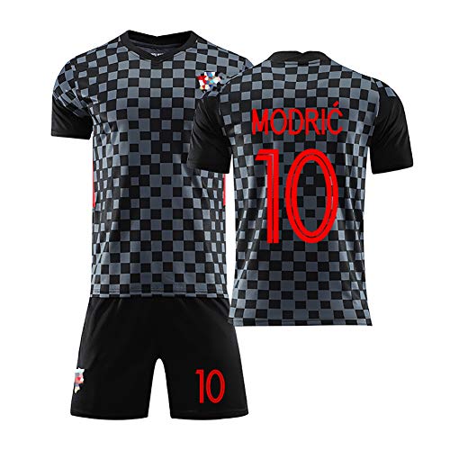 HGTRF Uniforme de fútbol para niños Camiseta de fútbol de visitante de la selección Nacional de Perisic Croacia, Camiseta de fútbol Personalizada de Juego de fútbol para hombres-black10-L