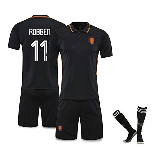 Holanda camiseta de fútbol # 9 U.Persie # 10 Sneijder # 11 Robben juego de casa camiseta de fútbol camiseta de fútbol + pantalones cortos de fútbol + calcetines Números personalizables 28 blackNo.11