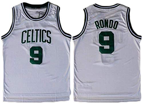 Hombres Jerseys-NBA Boston Celtics # 9 Rajon Rondo Camiseta De Baloncesto Sin Mangas Camiseta Deportiva, Malla De Tela Transpirable,A,M(170~175CM/65~75KG)
