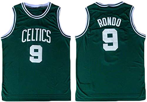 Hombres Jerseys-NBA Boston Celtics # 9 Rajon Rondo Camiseta De Baloncesto Sin Mangas Camiseta Deportiva, Malla De Tela Transpirable,A,S(165~170CM/50~65KG)