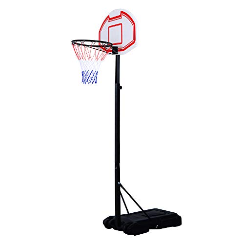 HOMCOM Canasta de Baloncesto Plegable y Ajustable en Altura Basket con Red Canasta de Baloncesto Plegable Altura Ajustable 155-210 cm Basket Red y Tablero