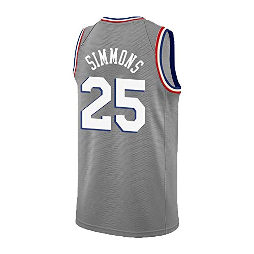 HuLei-Outdoor Camiseta de Baloncesto Ben Simmons NBA Sports Top cómoda Camiseta de Fan S-XXXL Gris, XS