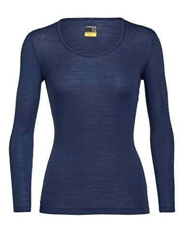 Icebreaker Camiseta Funcional para Mujer 175 Everyday LS Scoop Merino Baselayer, Mujer, 104472, Estate Blue, Large