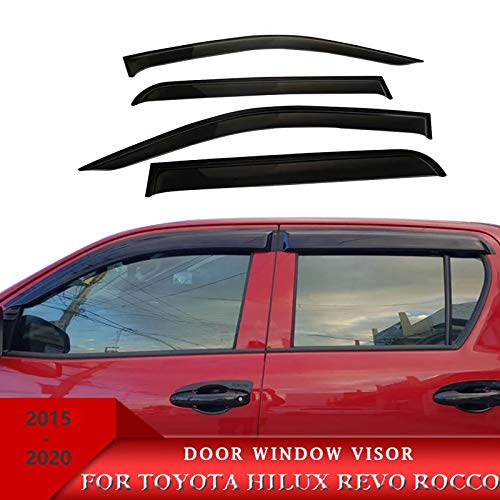 JHCHAN Deflectores de viento para capó de Toyota Hilux Revo Rocco 2015 – 2020, doble cabina contra insectos y golpes de piedras (deflector de viento)