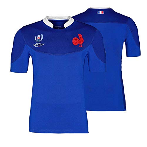 JIEBANG 2019 Copa del Mundo De Rugby Francia Jersey,Francia Inicio Corte De Manga Corta Camiseta De Rugby Polos,Jersey De Entrenamiento De Fútbol De Los Hombres De La Compet XXXL