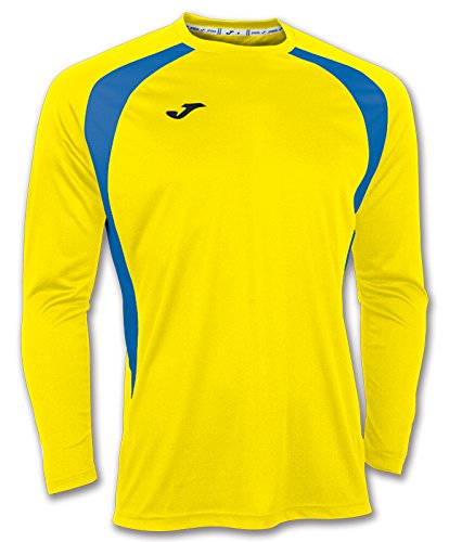 Joma Champion III - Camiseta con manga larga, unisex, color amarillo/azul royal, talla 6XS - 5XS