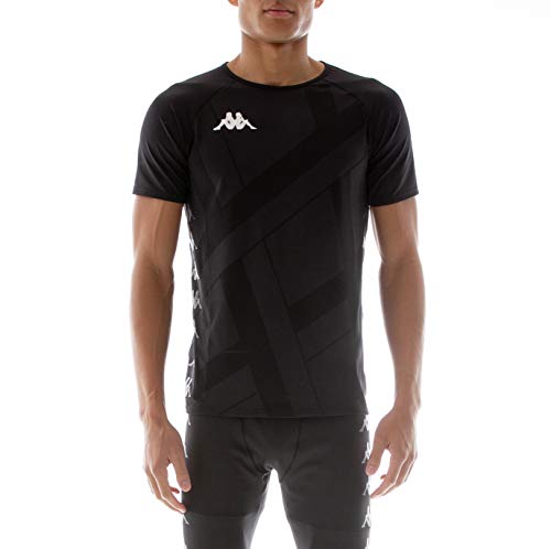 Kappa - Camiseta de hombre para correr, gimnasio, crossfit, tejido técnico elástico, color negro, Kombat Belsi 304SMN0 (XL)