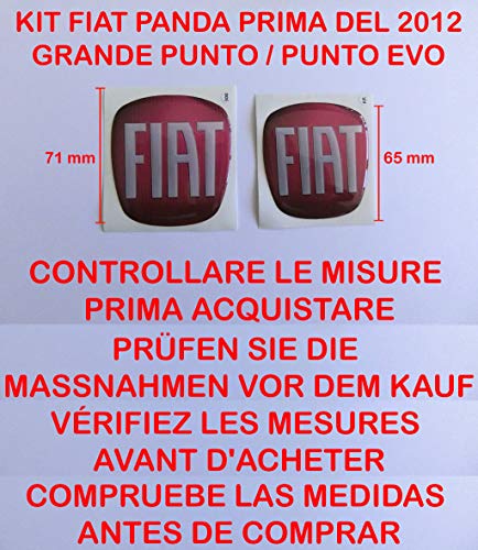 Kit de adhesivos (1 delantero para el capó + 1 trasero para el maletero) con el logotipo de la casa automovilística “Fiat”. Adhesivos resinados de calidad 3M con efecto 3D