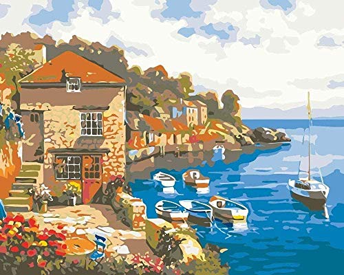 Kits de punto de cruz con bordado estampado, colores de casa adosada junto al lago, kits de iniciación para adultos, 11 u. Kits de punto de cruz con bordado estampado, colores de casa adosada junto al lago, kits de iniciación para adultos, 11 u.