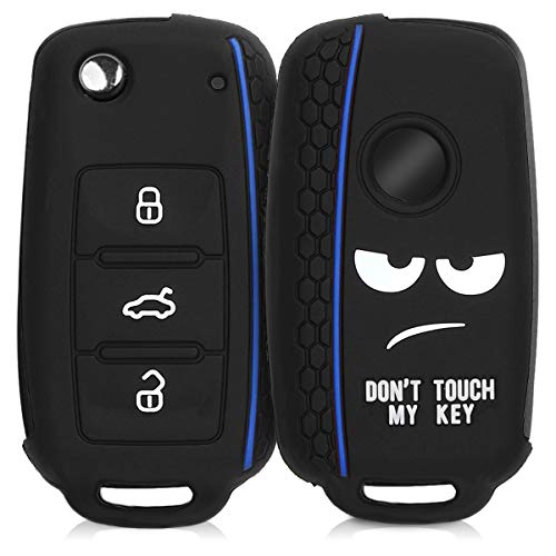 kwmobile Funda Compatible con VW Skoda Seat Llave de Coche de 3 Botones - Carcasa Protectora Suave de Silicona - Don't Touch my Key