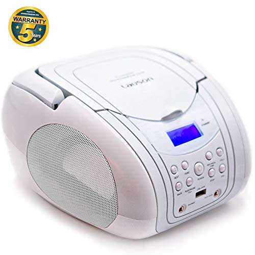 Lauson CP454 Radio Lector de CD / MP3 | Reproductor de CD Boombox con Radio FM/PLL con Altavoces Estéreo Portátil | Lector USB para Reproducir MP3| Pantalla LCD | CD-Player (Blanco) Lauson CP454 Radio Lector de CD / MP3 | Reproductor de CD Boombox con Radio FM/PLL con Altavoces Estéreo Portátil | Lector USB para Reproducir MP3| Pantalla LCD | CD-Player (Blanco)