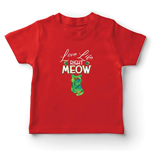 lepni.me Camiseta para Niño/Niña Derecho a la Vida Amorosa Miau Gato Divertido Declaración de Cotización (1-2 Years Rojo Multicolor)