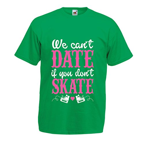 lepni.me Camisetas Hombre No Skate, No Date - diseño de Citas Divertidas, Regalo te Amo (Small Verde Multicolor)