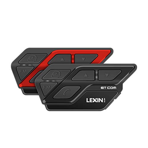 LEXIN 2X ET-COM Intercomunicador Casco Moto Bluetooth con Radio FM, 1-2 Motociclistas Sistema de Comunicación Reducción de Ruido e Impermeable, Distancia de intercomunicació 1200M para Moto/Off-Road