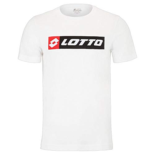 Lotto Camiseta de entrenamiento con logo gráfico para hombre () - 45367_296260, L, Blanco brillante