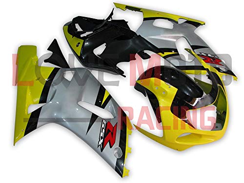 LoveMoto Carenados para GSXR1000 2000 2001 2002 00 01 02 GSXR 1000 Kit de carenado de Material plástico ABS Moldeado por inyección para Moto Amarillo Plata