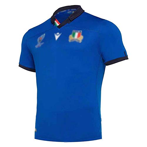 LQLD Italia 2019 Copa Mundial de Rugby Jerseys, Ropa Deportiva de poliéster de Secado rápido de los Hombres, Camisetas de Entrenamiento, Camiseta de Manga Corta,Azul,3XL