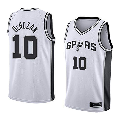 LYY Camisetas De Baloncesto para Hombre, San Antonio Spurs # 10 Demar DeRozan - NBA Casual Sportswear Tops Sueltos Chalecos Camisetas Sin Mangas,Blanco,S(165~170CM)