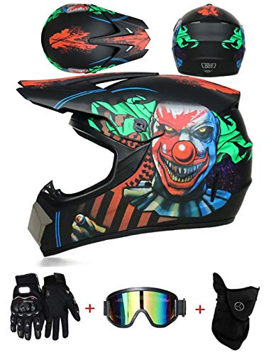 LZSH Casco de motocross profesional motocross MX casco de motocross casco de moto casco de moto casco y guantes & máscara gafas de protección, ECE homologado niños quad bike ATV go-kart-helm (C,M)