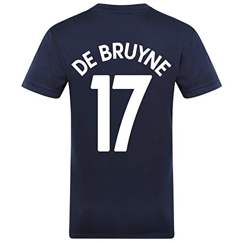 Manchester City FC - Camiseta Oficial para Entrenamiento - para Hombre - Poliéster - Azul Marino/Franja Cielo - De Bruyne 17 - Pequeña
