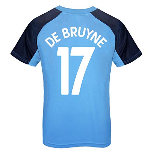 Manchester City FC - Camiseta Oficial para Entrenamiento - para niño - Azul Cielo - Escudo - De Bruyne 17-12-13 años