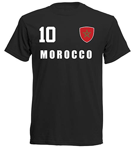 Marokko ALL10 MAR - Camiseta de manga corta, color negro Negro L
