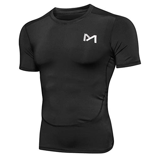 MEETYOO Camiseta Compresion Hombre, Manga Corta Camisetas Ropa Deportiva para Running Gym Ciclismo