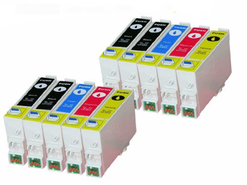 Merotoner - 10 cartuchos de tinta compatibles con Epson (T0555) T0551, T0552, T0553, T0554, Epson Stylus Photo RX420 RX425 RX520 R240 R245