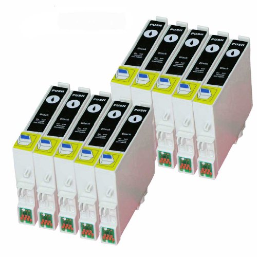 Merotoner - Cartuchos de tinta compatibles para Epson T-0551 T0551 Epson Stylus Photo RX420 RX425 RX520 R240 R245 (10 unidades)
