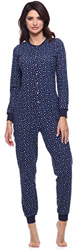 Merry Style Pijama Entero Una Pieza Ropa de Casa Mujer MS10-187 (Azul Marino/Estrellas/Azul, M)
